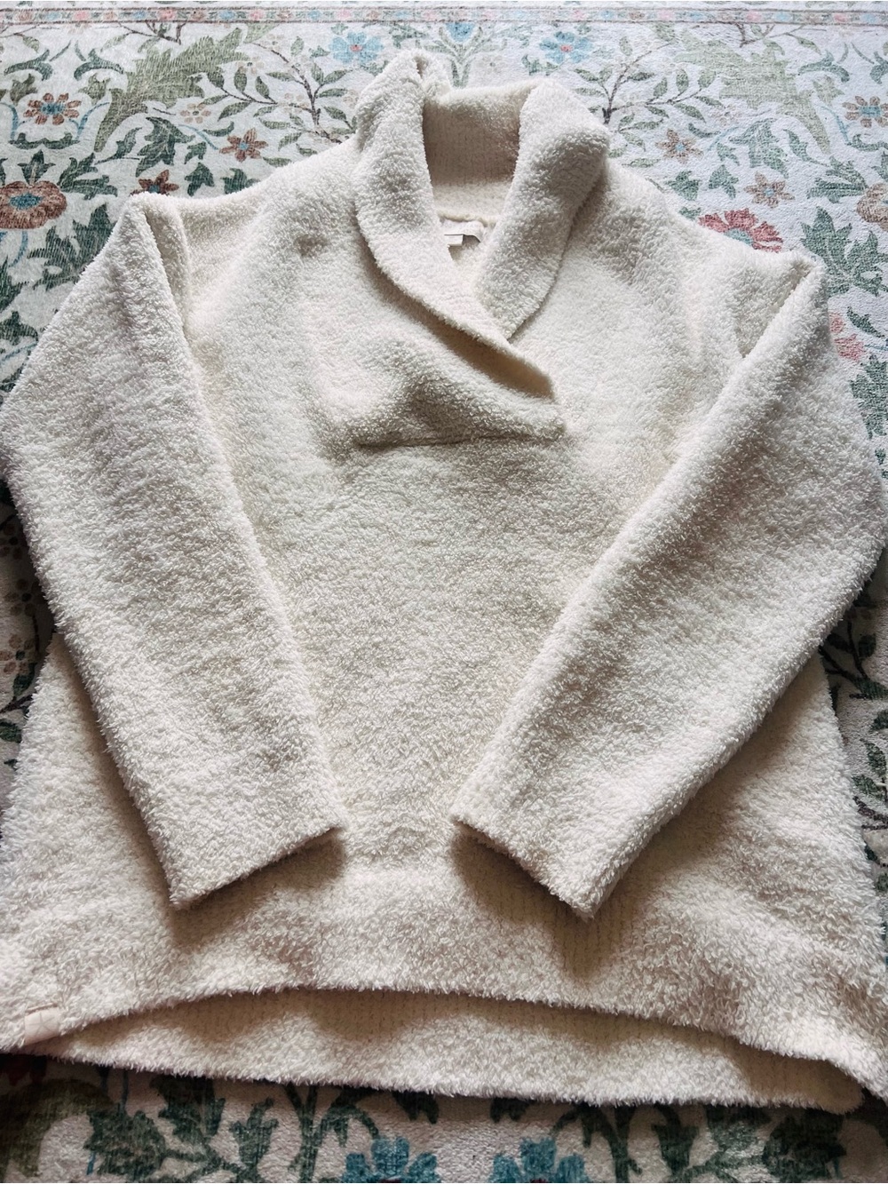 Barefoot Dreams Cozychic White Sweater XS Shawl Collar